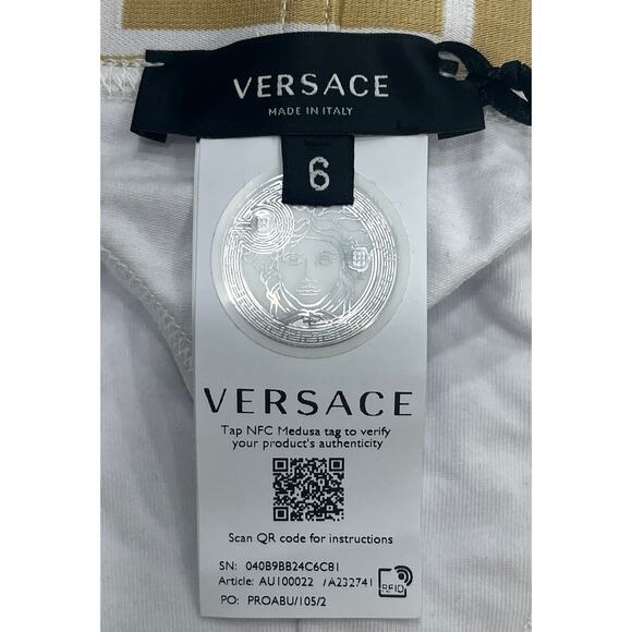 M2-10 VERSACE NWT Men's Greca Thong Underwear Cotton White Size 6/34-36/L - Picture 6 of 10